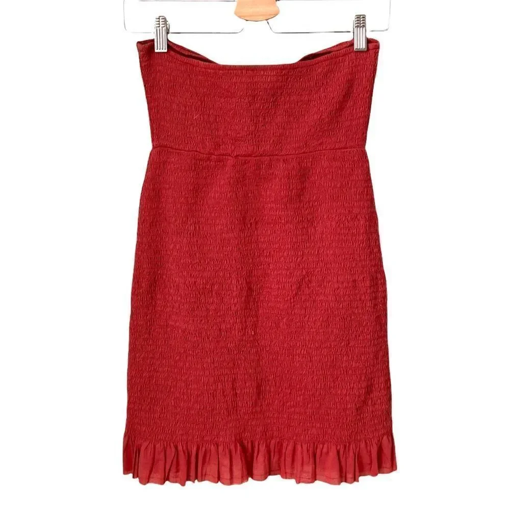 Free People Intimately Shirred Smocked Mini Halter Dress in Rust Orange Size S